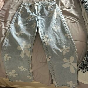 Wide leg flower Jeans